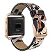 Simpeak Leather Band with Case Frame Compatible with Fitbit Blaze Smartwatch, Small Size with Frame, Genuine Leather Band Replacement for Fitbit Blaze, Leapard + Rose Gold Frame