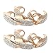 Danibos Punk Style Crystal Rhinestone Paved Paw Bend Fingertip Finger Claw Ring Set Fake False Nails Set (Golden,10PCS)