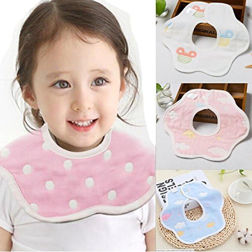 FlyingP Newborn Baby Bandana Drool Bibs With Snaps Soft Cotton 4Pack Flower 360 Rotatable Drool Bandana Bibs Gift Sets for Baby Boys and Girls