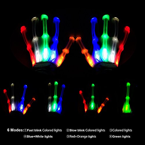 image for LED Gloves, Half Face Mask - Slepwel Light Up Toys - Finger Lights 5 C