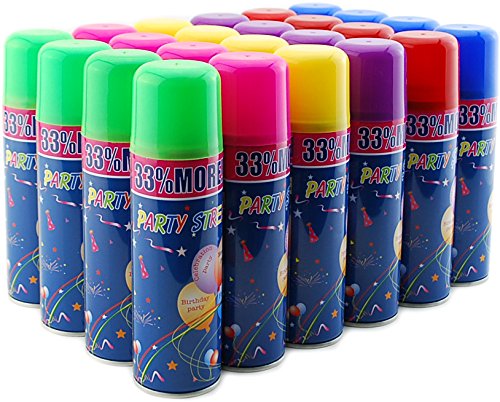 96 Pack of Party Streamer Spray String in a Can Children's Kid's Party Supplies, Perfect for Parties/Events - Thumbnail 3