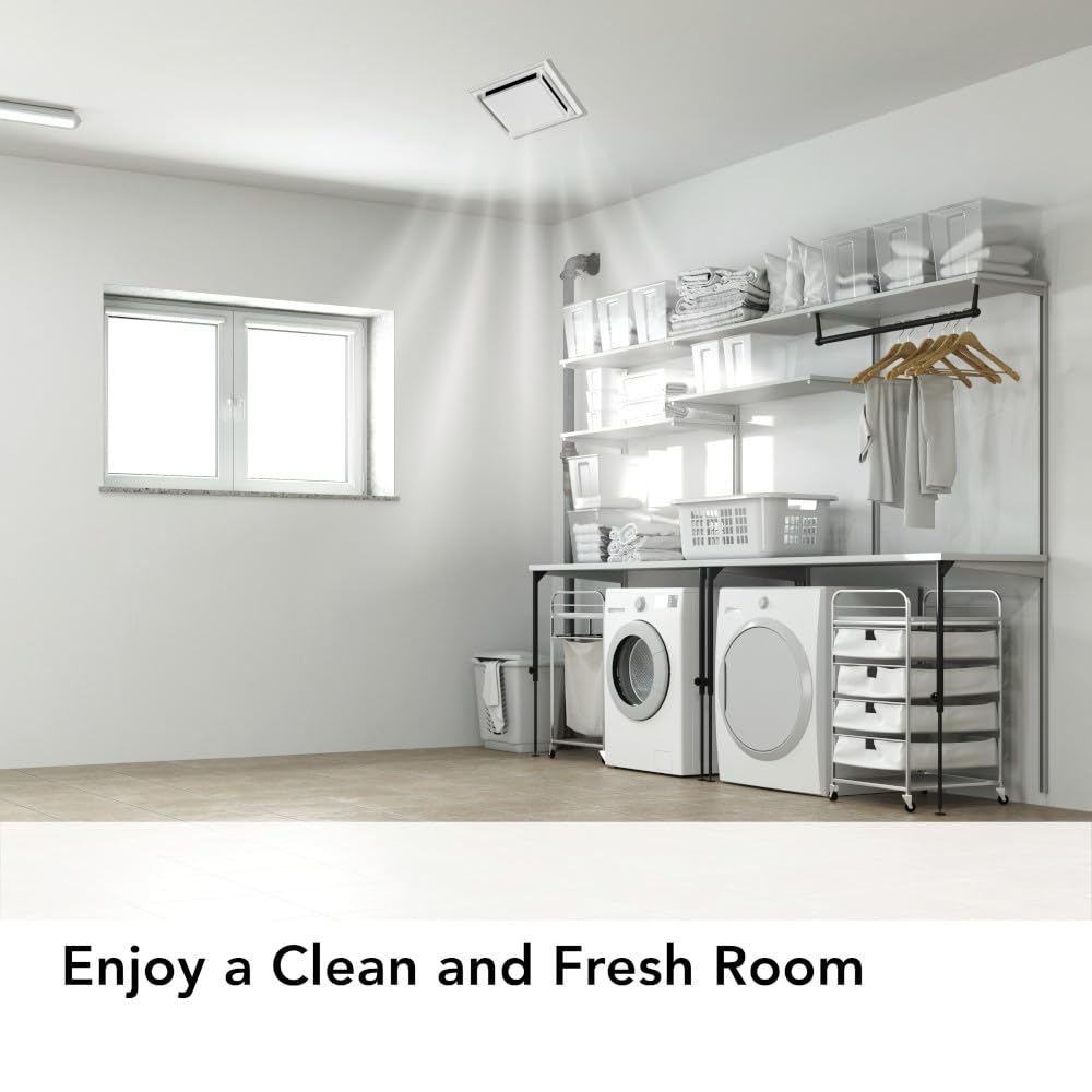 Broan-Nutone 682 Duct-Free Ventilation Fan, White Square Ceiling or Wall Exhaust Fan with Plastic Grille