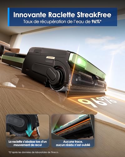 Tineco Floor One S7 Master Vacuum Cleaner, StreakFree Squeegee, Ultra-Thin Thickness of 10 cm, DustReveal Green Lamp at 150°, Suction 23 kPa, FlashDry