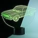 Muscle Car 3D Illusion Birthday Present Beside Table Lamp, Urwise 7 Color Changing Touch Switch Decoration Night Lamp with Acrylic Flat, ABS Base, USB Cable, Car Theme Toy, Amazing Creative Art