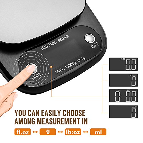 image for TOP-MAX Food Scale 10kg 22lb - Baking & Cooking Scale with Tare Functi