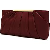 CHARMING TAILOR Clutch Evening Bag Elegant Pleated Satin Formal Handbag Simple Classy Purse for Women
