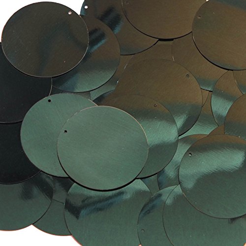 Forest Green Sequin Round 1.5 inch Metallic Couture Paillettes. Made in USA. Loose for embroidery, bridal, applique, arts, crafts, and embellishment.