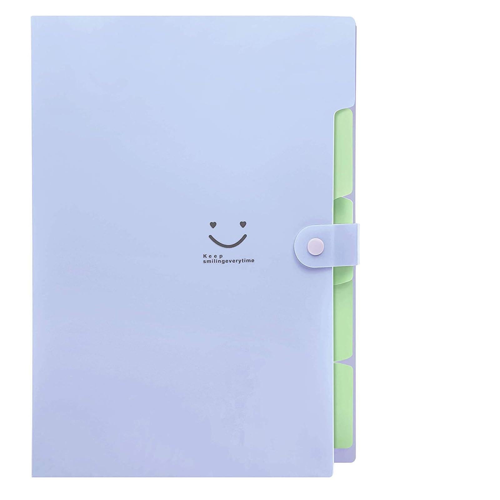 KONVINIT Expandable File Folder A4 Folder Organiser with Snap Button for Office,Plastic Wallet Folder with 5 Pockets, Purple Cover
