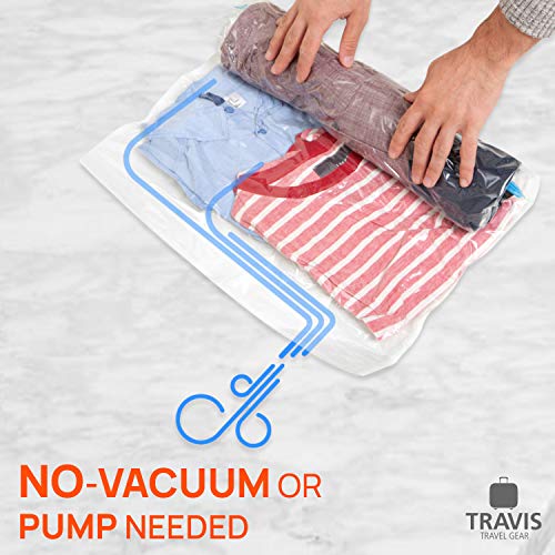 Compression Bags for Travel No Vacuum Reusable Large Sealed Space & Storage Saver Compression