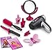 JaxoJoy Beauty Stylist Set – Complete Play Pretend Hair Salon Station Gift Playset for Girls with Toy Blow Dryer, Curler, Scissors, Comb, Table, Mirror & Other Styling Tools – Recommended Ages 3+