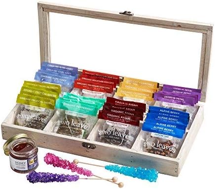 Natural Wood Tea Box with Lid, 8 Compartments, Storage Organizer, Clear Window, Wooden Compact Chest