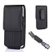 TabPow Premium PU Leather Pouch Carrying Case with Belt Clip Swivel Holster, Card Slot for iPhone 7 Plus/6 Plus (5.5), Samsung Galaxy S7 Edge/S6 Edge Plus/Note 4, LG G Stylo 2, and More - Black