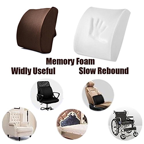 Memory Foam Back Pillow For Office Chair Sofa Desk Recliner Wheelchair,Auto Car Seat Driving Lower Back Support Rest Lumbar Cushion ,Portable And Comfortable Coffee Color 2 Count - Thumbnail 4