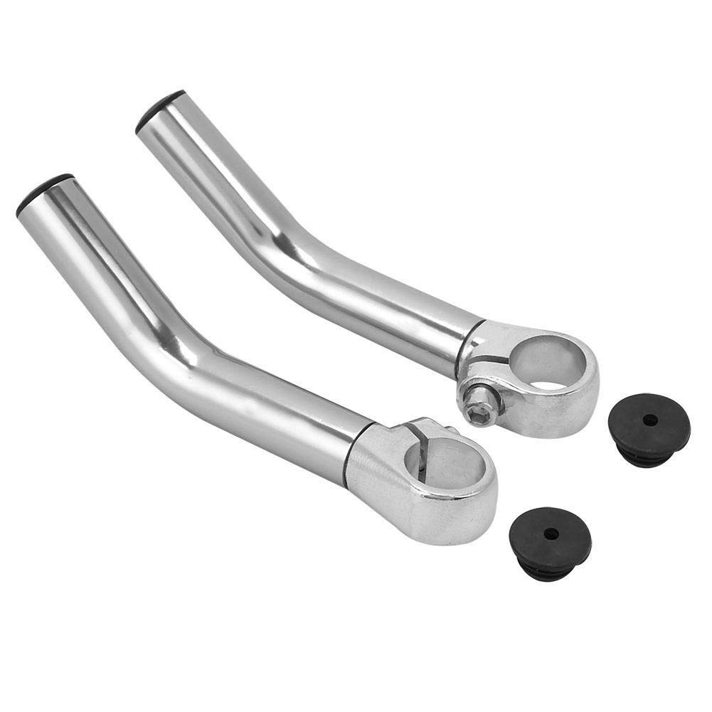 Broco 1 Pair Bicycle Handlebar, Aluminum Alloy Mountain Bike Road Bicycle Handlebar Bar End Silver