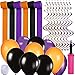 Supla Halloween Party Decoration Supplies Paper Streamers Backdrop Orange Purple Black Halloween Latex Balloons Bulk Twirly Whirlys Hand Inflator Pump for Halloween Festival Holiday