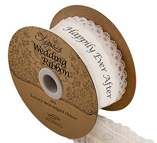 Eleganza Cotton Lace Happily Ever After Ribbon, Ivory, 10 x 10 x 4 cm
