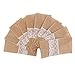 DECORA 4 X8 Inch Hessian Burlap Lace Jute Cutlery Pocket Knifes Forks Bag Burlap Silverware Holders for Wedding St. Valentine's Day 50PCS