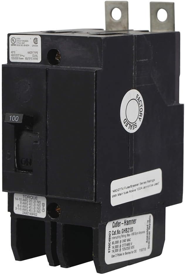 Thermal Magnetic Circuit Breaker, Bolt-On, GHB Series, 480 VAC, 250 VDC, 15 A, 2 Pole