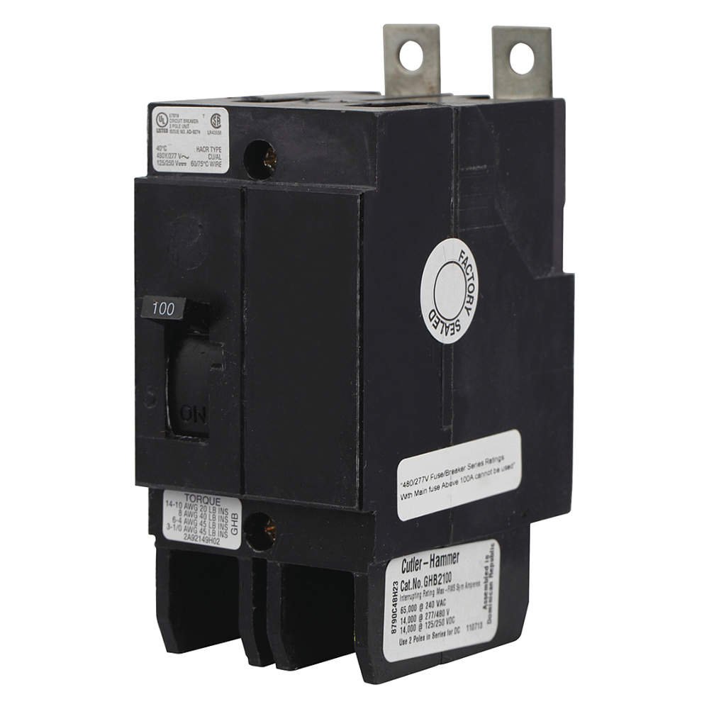 Thermal Magnetic Circuit Breaker, Bolt-On, GHB Series, 480 VAC, 250 VDC, 60 A, 2 Pole