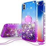 [Coverlab] Glitter Phone Case Kickstand Compatible Apple iPhone Xs Max, Ring Stand Liquid Floating Quicksand Bling Sparkle Protective Girls Women iPhone Xs Max - (Blue Gradient)