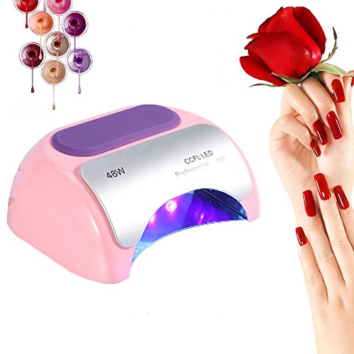 Nail Polish Curing Lamps, 48W CCFL LED UV Gel Polish Auto-Sensor Dryer with 30sec/60sec/90sec Timer Manicure Nails Art Salon Tool, Pink
