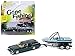 Johnny Lightning JLBT004B-1973CHEVROLET-GREEN 1973 Chevrolet Caprice Station Wagon Dark Green Poly with Malibu Boat Gone Fishing1/64 Diecast Model Car