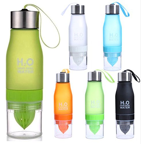 CoolKo Newest Leak Proof Portable 650ML GreenH2O Infuser Sports Water Bottle Health Juice Fruit Squeezer Cup, Own Natural Flavored Fuit Infused Water for Healthy Drinks - Stainless Steel Bottle