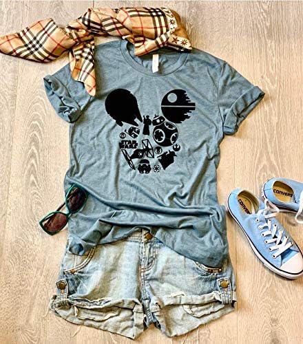 XXLarge/Heather Slate/Star Wars Mickey/Disney Love T Shirt/Cool T Shirt/Disney Trip T Shirt/Unisex Fit From Bella Canvas/Crew-Neck Shirt/Free Shipping/