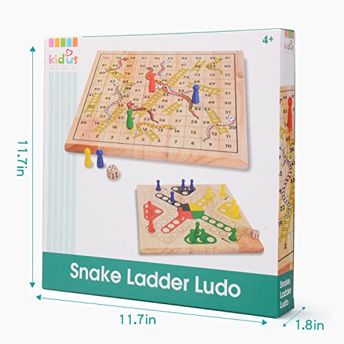Snake and Ladder Ludo and Flying Chess 2 in 1 Natural Wooden Game