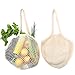 2Pcs Reusable Grocery Bags - HoRiMe Reusable Shopping Bags Organic Cotton String Mesh Grocery Shopping Produce Net Bag Organizer with Long Handles for Fruit Vegetable Storage Beach Eco Friendly