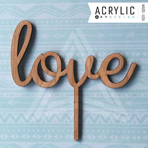 Love script wooden Cake Topper for weddings by Acrylic Art Design