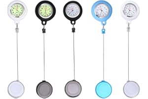 UKCOCO Nurse Pocket Watch Clip-on Retractable Silicone Quartz Hanging Lapel Watch for Medical Staff Lightweight Durable Timek