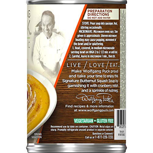 Wolfgang Puck Organic Signature Butternut Squash Soup, 14.5 oz. Can (Pack of 12)