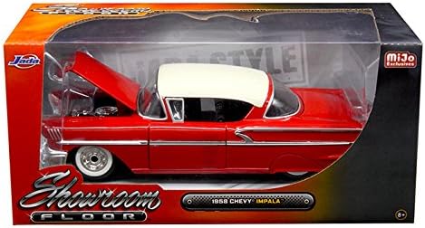 NEW 1:24 W/B JADA TOYS MiJo EXCLUSIVES COLLECTION - SHOWROOM FLOOR SERIES - RED 1958 CHEVROLET IMPALA Diecast Model Car By Jada Toys