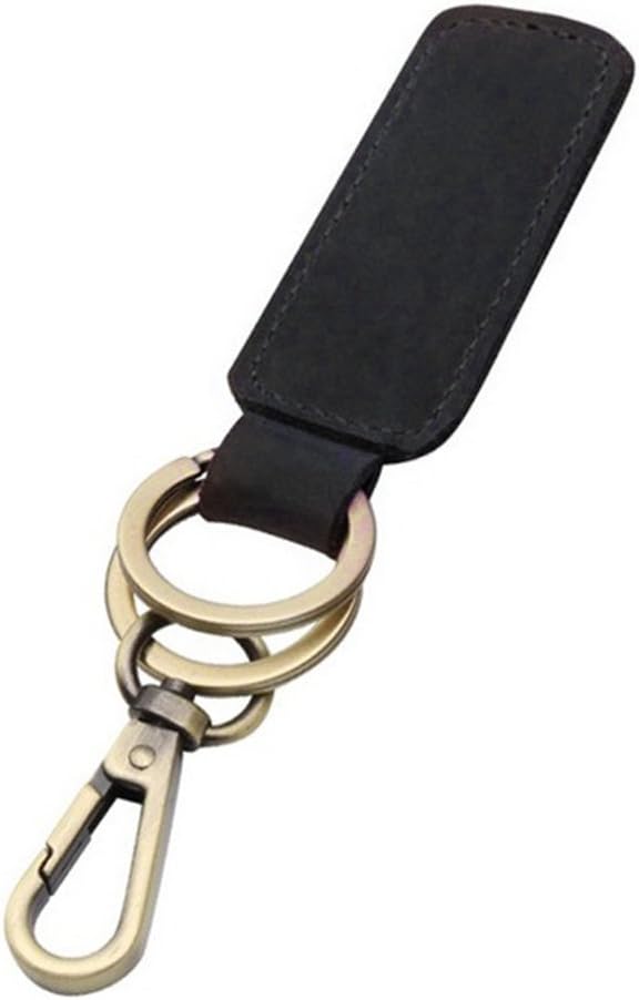 EXKOKORO Premium Genuine Retro Car Leather Keychain, Hand-made Genuine Ring Organizer with Metal Hanging Buckle for Men Women
