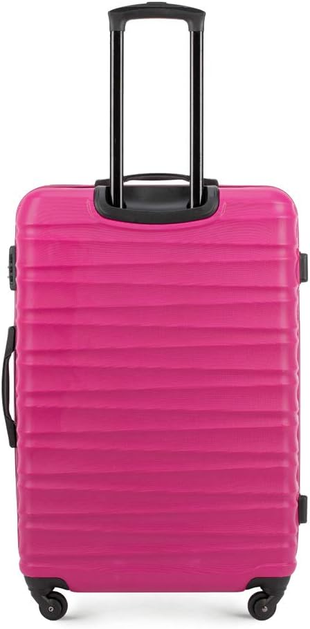 WITTCHEN Travel Suitcase Carry-On Cabin Luggage Hardshell Made of ABS with 4 Spinner Wheels Combination Lock Telescopic Handle Groove Line Size Large Suitcase Pink - Image 4