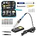 Qimh Soldering Iron Kit,60W 110V Adjustable Temperature 23-In-1 Welding Soldering Iron with ON/OFF Switch,5 Different Tip,Soldering Sucker,Desoldering Pump,2Anti-Static Tweezers,Wire cutter,wire,stand