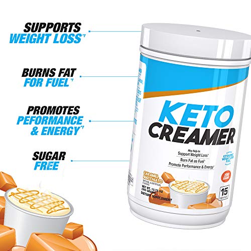 BPI Sports Keto Creamer - Ketogenic Coffee Creamer - Electrolytes, MCTS, 10g Healthy Fats - Supports Ketosis, Energy, Appetite Control - for Men & Women - Caramel Macchiato - 15 Servings - Thumbnail 3