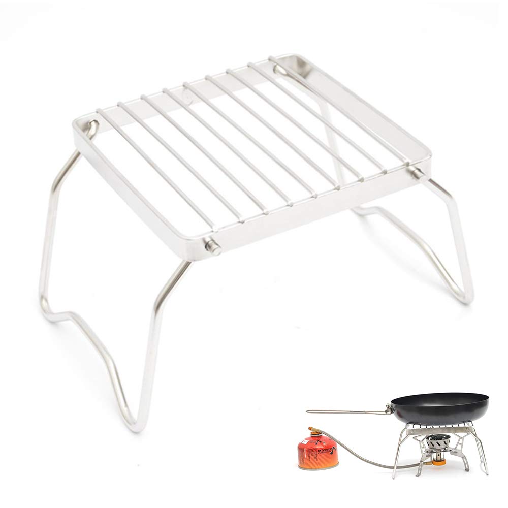 Portable Camping Grill Compact,Folding Barbecue Burner Holder,Outdoor Camping Grill Stainless Steel Support Cooking Pot Bracket Holder for Backpacking,Hiking, Picnics, Fishing