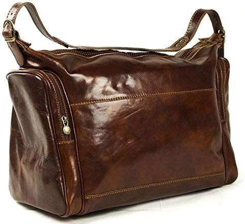 Genuine Italian Leather Boxer Travel Bag Hand Luggage Holdall Weekend Overnight Brown Unisex