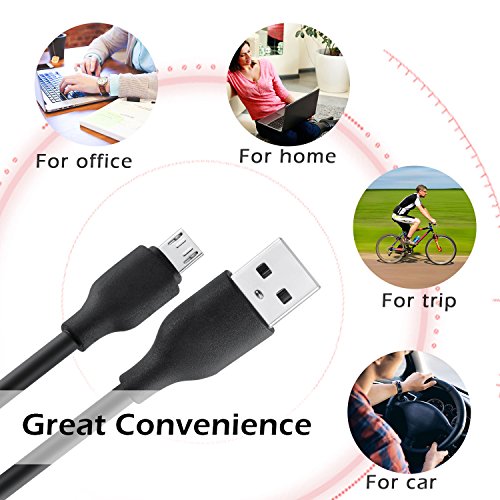 HAMSWAN Cable Charger 1M Micro USB Cable Soft Flexible Antifreeze Anti-pulls Tangle-free High Speed Sync and Charging Cable for Android Samsung HTC Nokia Sony and more (Black) - Thumbnail 6