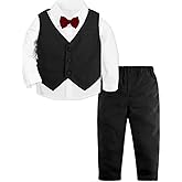A&J DESIGN Baby Toddler Boys Gentleman Suit Set, 3pcs Outfits Shirts & Vest & Pants