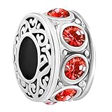 LuckyJewelry Filigree Charm 12 Colors Crystal Birthstone Spacer Round Beads Fit Charms Bracelet (July)