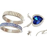 Something Blue LOVE gift for women on Valentine day Blue SAPPHIRE Heart Necklace Sapphire Diamond Bracelet & Earrings SILVER Jewellery SET Bracelet Valentines day gift for bride tobe Valentines day wedding