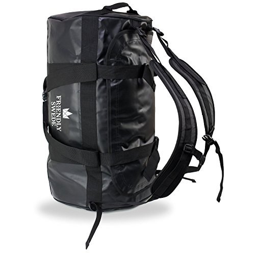Duffle bag with Backpack Straps - Water Resistant Travel Weekender for Gym, Sports, Camping, by The Friendly Swede (60L / 90L)