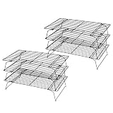 Kingrol 2 Pack 3-Tier Stackable Cooling Rack, Non-stick Wire Cake Rack for Pies, Cookies, Pastries