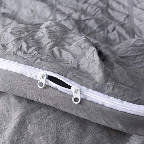 M&Meagle 3 Pieces Textured Duvet Cover Dark Grey Set with Zipper Closure,100% Washed Microfiber Seersucker Fabric,Luxury Hotel Quality Bedding-King Size(1 Duvet Cover 2 Pillowcases)
