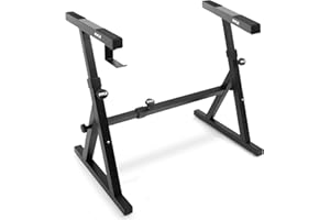 PYLE Keyboard Stand – Universal Heavy-Duty Z Style Piano Stand, Adjustable Height & Width, Very Sturdy Portable & Foldable Di