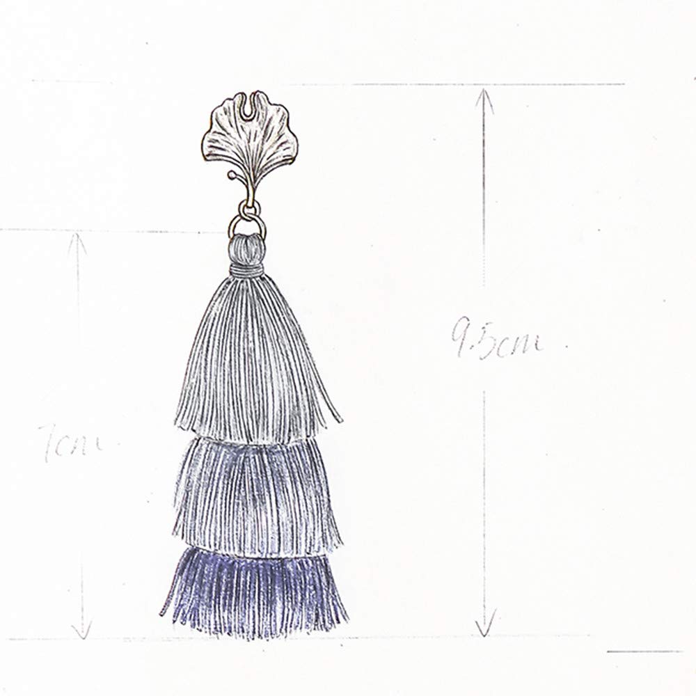 MVCOLEDY Women\'s Tassels Dangle Earrings Handmade Colorful Layered Tassel Elegant Jewellery Bohemian Style Ethnic Eardrop Drop Tiered Tassel Druzy Stud Earrings Women Gifts (Blue Ombre)