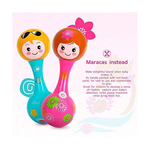 EastSun-Baby-Musical-Instruments-Sensory-Toy EastSun Sensory toys for Babies - Rattle Toy Set with Maracas, Sand Eggs, Tambourine for Musical Instrument Early…